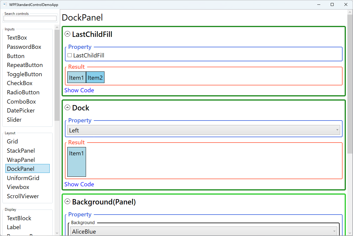 dockpanel demo screen