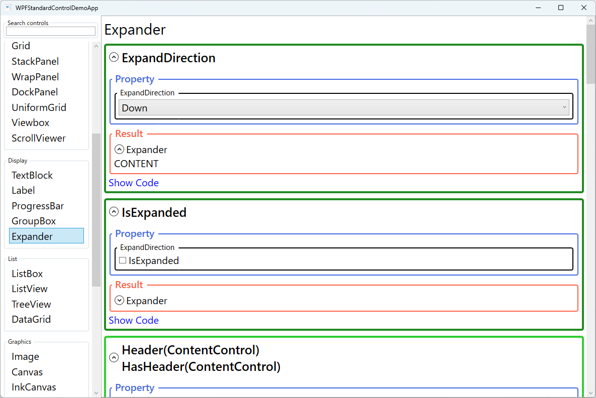 expander demo screen